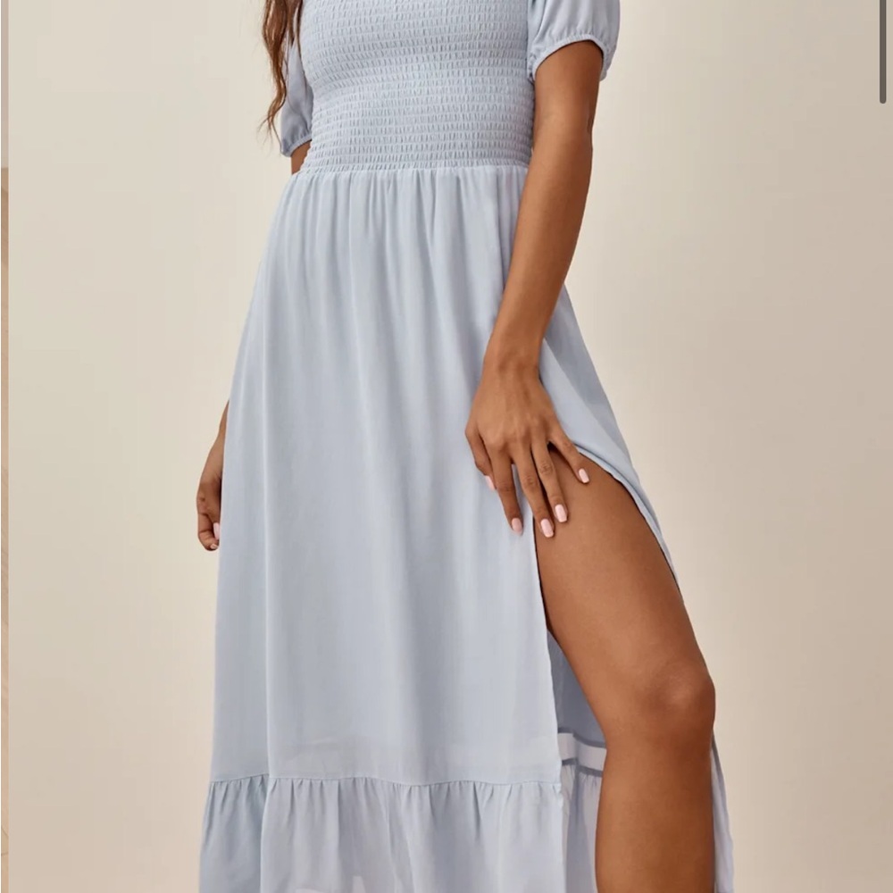 Reformation Meadow Dress in Light Blue - Picture 2 of 6
